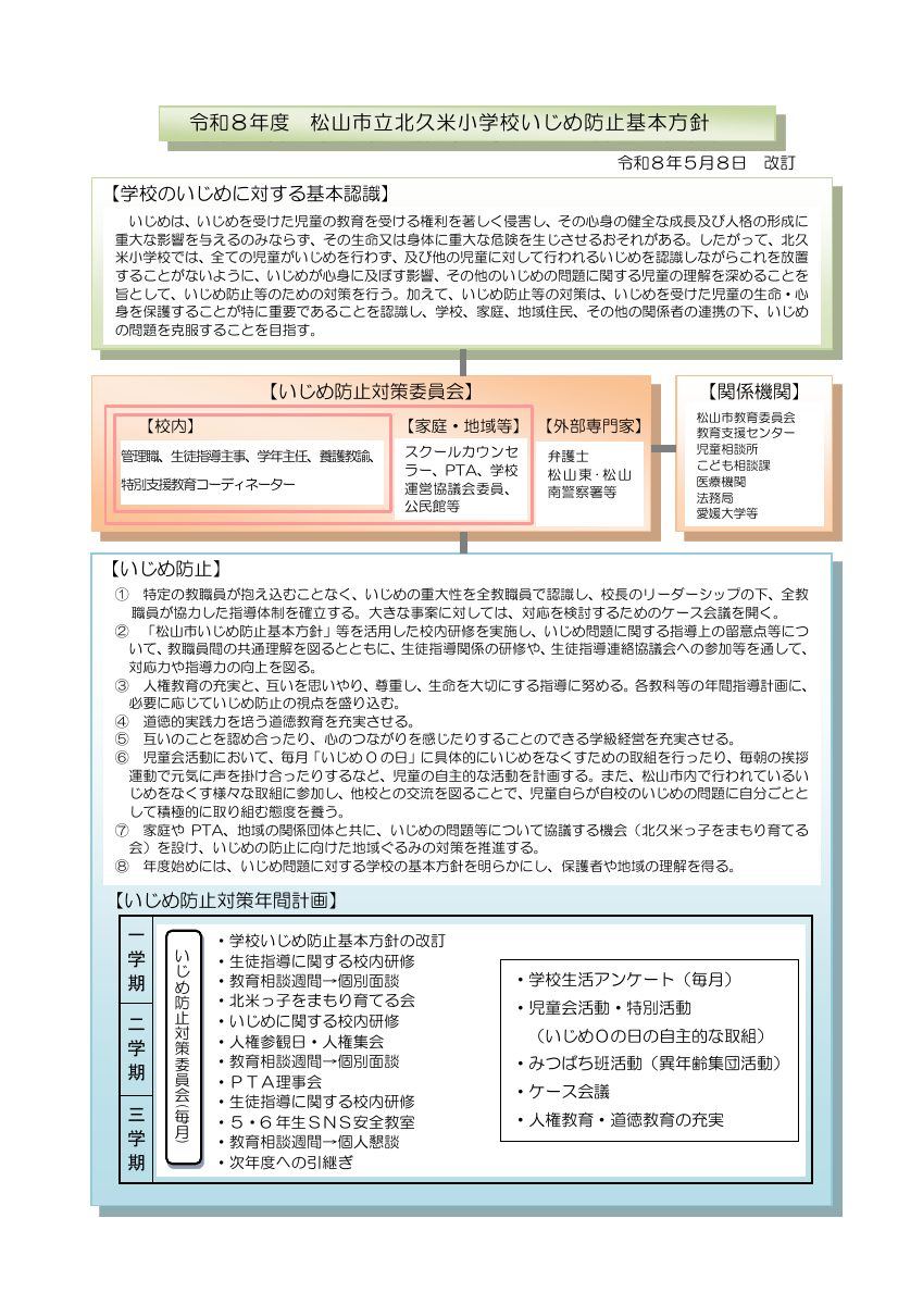 R8北久米小「学校いじめ防止基本方針」.pdfの1ページ目のサムネイル