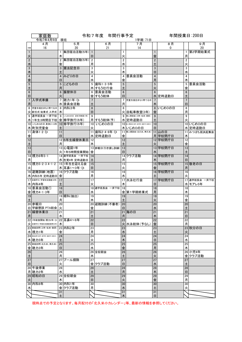 R7年間行事予定.pdfの1ページ目のサムネイル