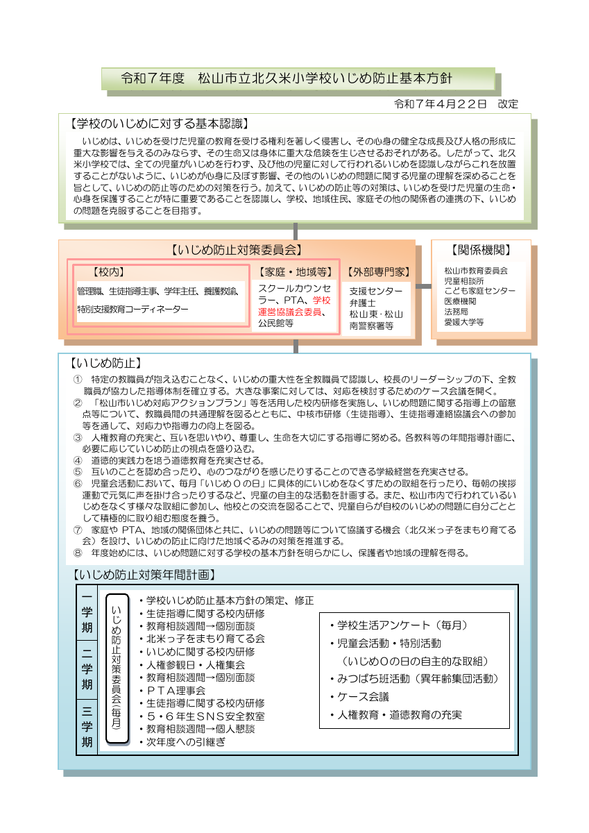 R7北久米小「学校いじめ防止基本方針」.pdfの1ページ目のサムネイル